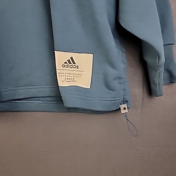 Adidas Blue‎ French Terry Cinch Pullover Hoodie Size Small NWT - Picture 6 of 11